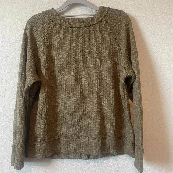 Vince Camuto Cardigan Womens Large Olive Green Sweater V Neck Button Front Knit - Picture 5 of 9